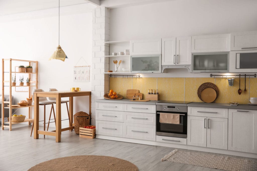 white and yellow kitchen remodel