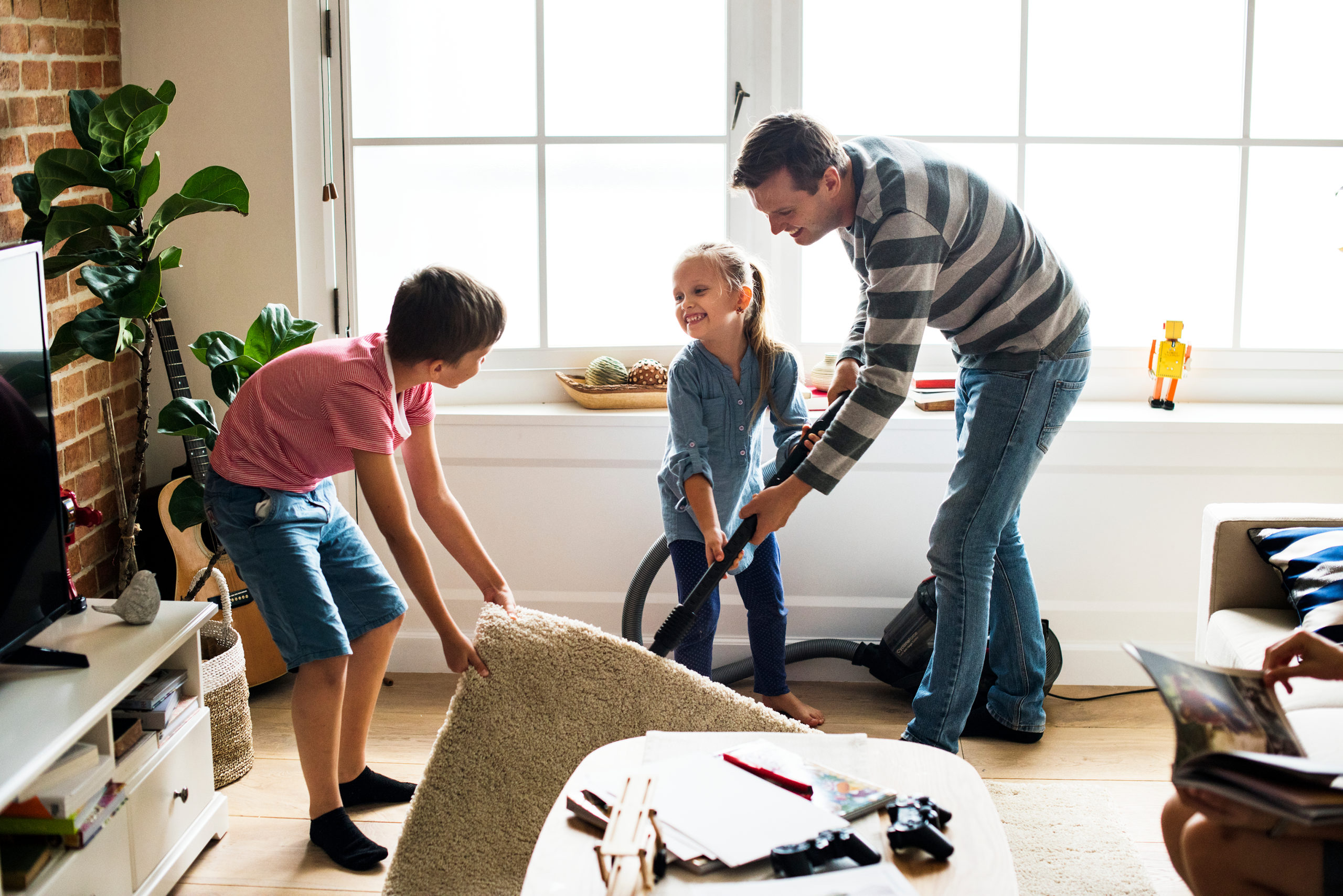 kids helping at home